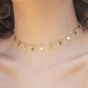 NEW Brandy Melville Golden Dainty Seeing Stars Whimsigoth Wavy Choker Neclace